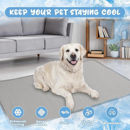 Summer Dog Cooling Mat Washable Ice Silk Self Cool Pad for Small Medium Large Dogs and Cats 27x22in)