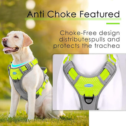 ThinkPet No Pull Harness Breathable Sport Harness with Handle-Dog Harnesses Reflective Adjustable for Medium Large Dogs Large Green