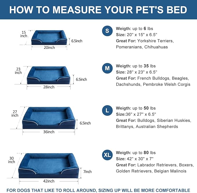 WNPETHOME Waterproof Dog Beds for Medium Dogs, Orthopedic Medium Dog Bed with Sides, Big Dog Couch Bed with Washable Removable Cover, Pet Bed Sofa with Non-Slip Bottom for Sleeping