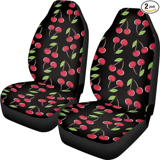 Red Cherry Print Car Seat Covers Full Set of 2