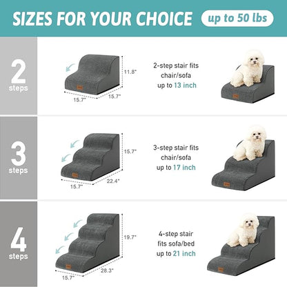 Dog Stairs for Medium Bed 20" H 15.7x28.3x19.7in, Dark 4 Tiers