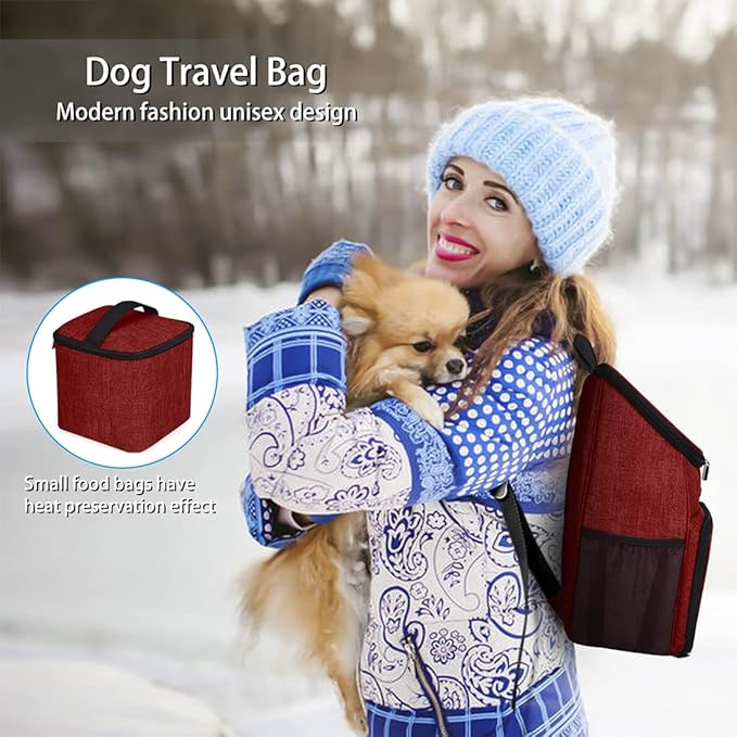 BAGLHER丨Dog Travel Bag, Airline Approved Pet Supplies Backpack, Dog Travel Backpack with 2 Silicone Collapsible Bowls and 2 Food Baskets