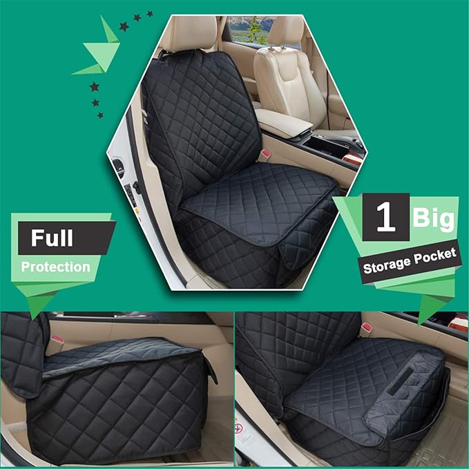 Waterproof Front Seat Cover Dog Car Seat Covers Nonslip and Full Protection with Side Flaps Fits Most Cars