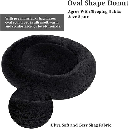 Coohom Oval Calming Donut Cuddler Dog Bed Bed(30"/36"/43") for (L(30"x24"x7"), Dark