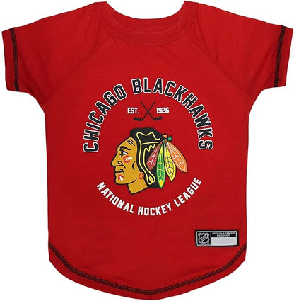 NHL Chicago Blackhawks Tee Shirt for Dogs & Cats, Medium. - Are You A Hockey Fan? Let Your Pet Be An NHL Fan Too!