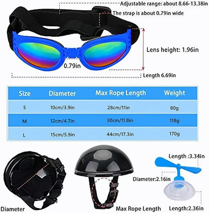 Dog Helmet and Goggles with Cute Propeller Adjustable