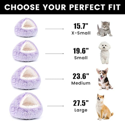 NOYAL Dog Bed Round Hooded Plush Cat Cave