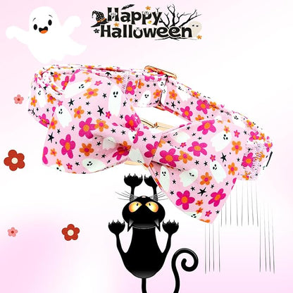 Lionheart glory Halloween Dog Collars, Bowtie Dog Collar Heavy Duty Adjustable Fall Holiday Dog Collar for Medium Collar Dog Bow Female or Male Dog Collar Pet Collar Gift