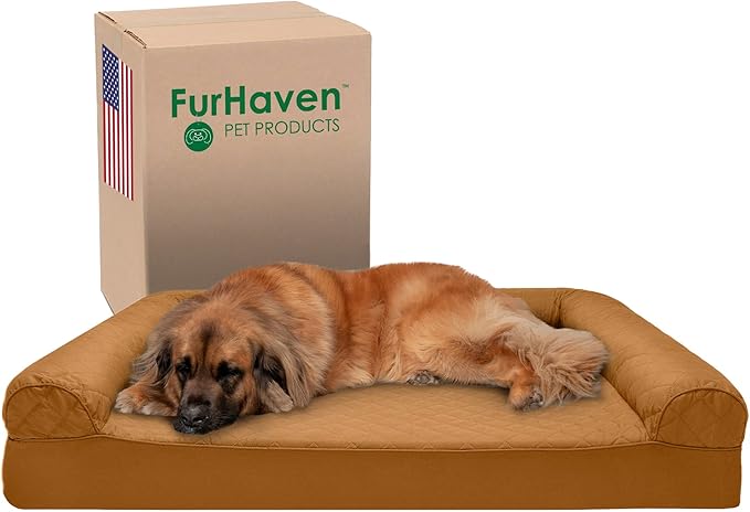Furhaven Memory Foam Dog Bed for Large Dogs w/ Removable Bolsters & Washable Cover 125 lbs