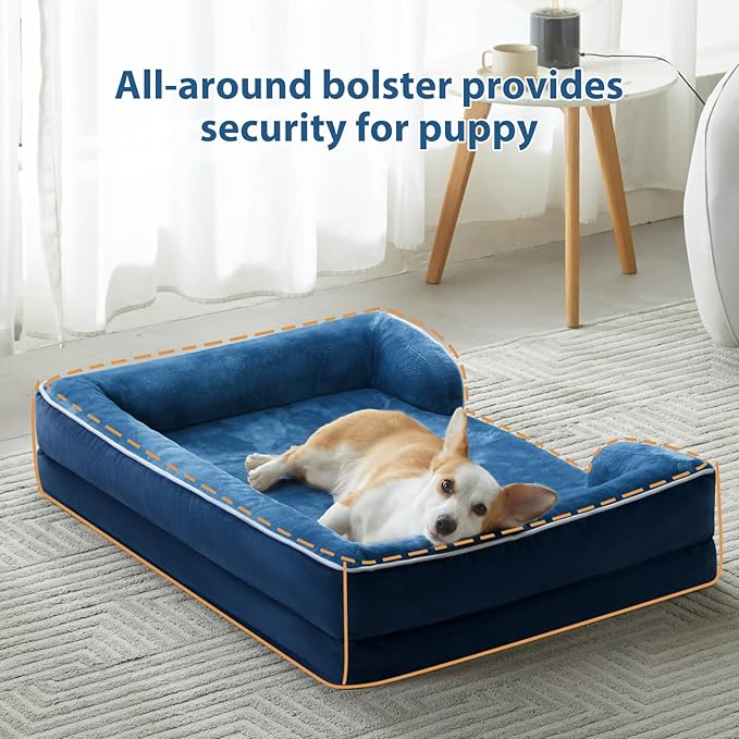 WNPETHOME Waterproof Dog Beds for Large Dogs, Orthopedic XL Dog Bed with Sides, Big Dog Couch Bed with Washable Removable Cover, Pet Bed Sofa with Non-Slip Bottom for Sleeping