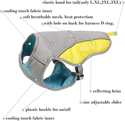 Dog Cooling Vest Harness Outdoor Puppy Cooler Jacket Reflective Safety Sun-proof Pet Hunting Coat 19.68"-24.4"))