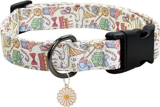 Flower Patterns Dog Collar with Accessories