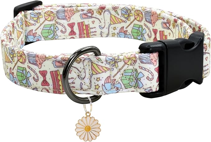 Flower Patterns Dog Collar with Accessories