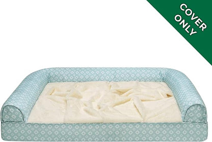 Furhaven Replacement Dog Bed Cover Plush & Diamond Print Nest Top Sofa-Style