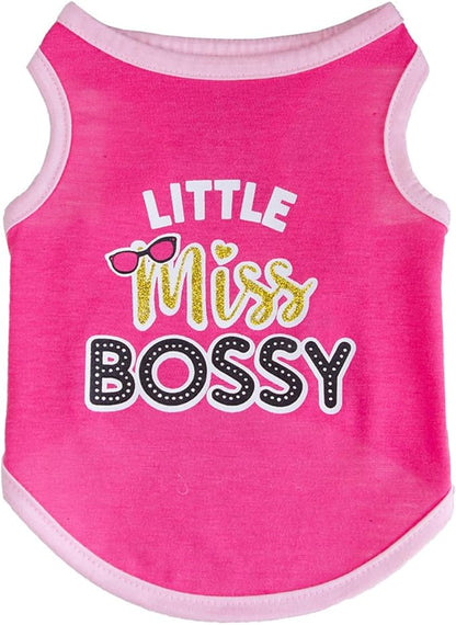 Dog Shirt 2 Pcs Summer Cotton Vests for Small Dog Cats Boy Girl (Miss Bossy, X-Small)