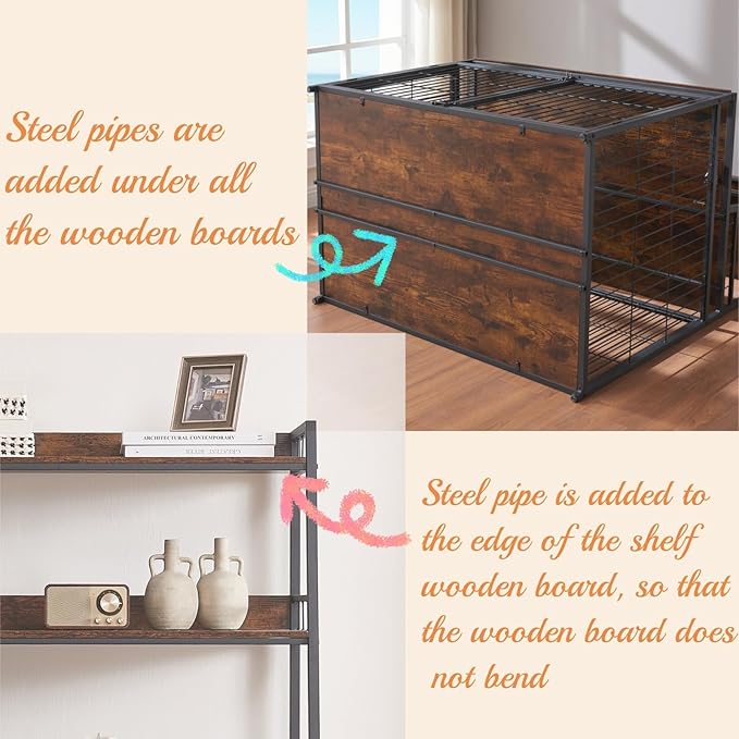 Furniture Style Dog Crate for Small/Medium/Large/X-Large Dog 3 Doors, 3-Layer Storage