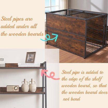 Furniture Style Dog Crate for Small/Medium/Large/X-Large Dog 3 Doors, 3-Layer Storage