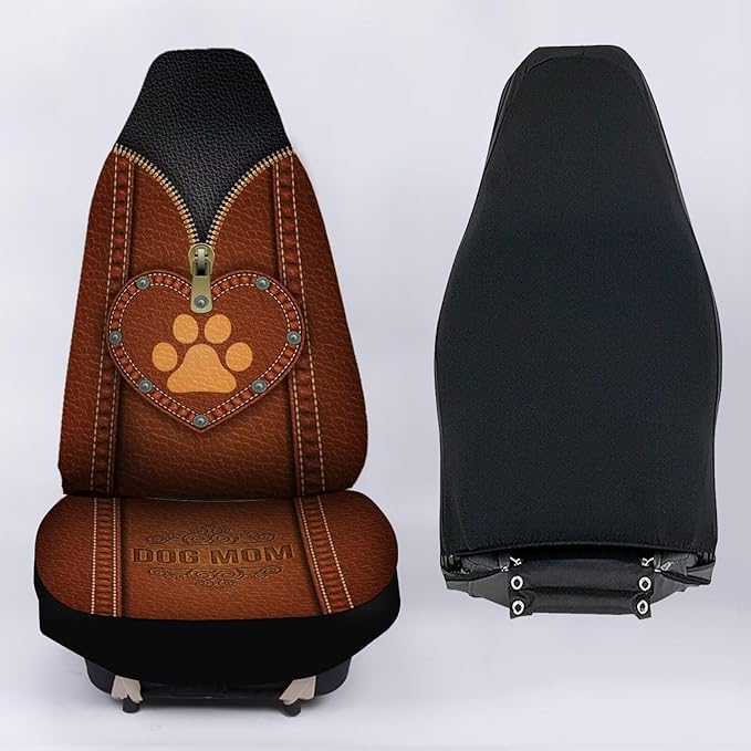 Brown Dog Paw Zip Loving Printed Car Seat Cover only for Front