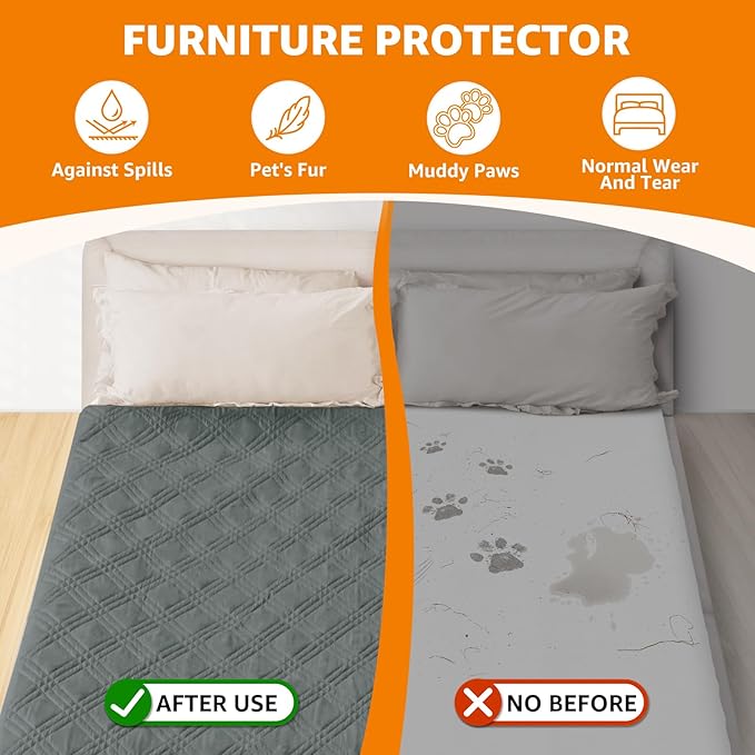 LOOBANI Waterproof Dog Blanket 2 Pack 82X82in, Dark