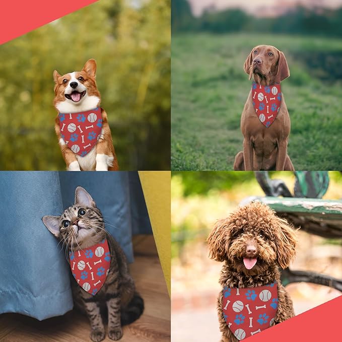 Baseball Dog Bandana Washable Pets Scarf Triangle Adjustable Handkerchief