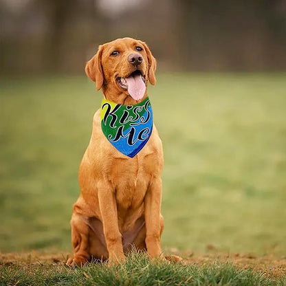 10PCS Pride Day Dog Bandanas with Rainbow Color for Medium Dog Triangle Bibs Scarves Boys and Girls Gay Pride with Love is Love Kiss Me Grooming Accessories Costume