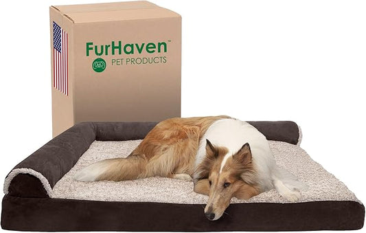 Furhaven Cooling Gel Dog Bed for Large Dogs w/ Removable Bolsters & Washable Cover 125 lbs