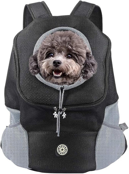 Dog Backpack, Puppy Backpack, Pet Carrier Backpack Small Dog Backpack Carrier Pet Travel Carrier Dog Front Carrier with Breathable Head Out Design and Padded Shoulder for Hiking Outdoor Travel(M)