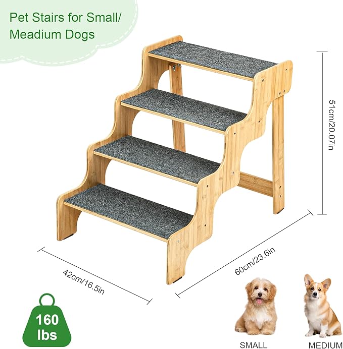 Dog Stairs for High Bed and Couch 4-Steps Non-Slip