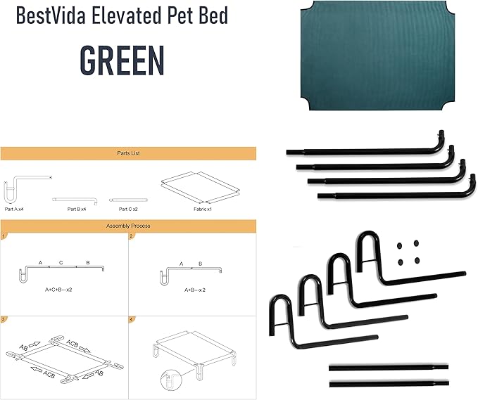 Elevated Dog Bed 43 x 30 x 8 inches