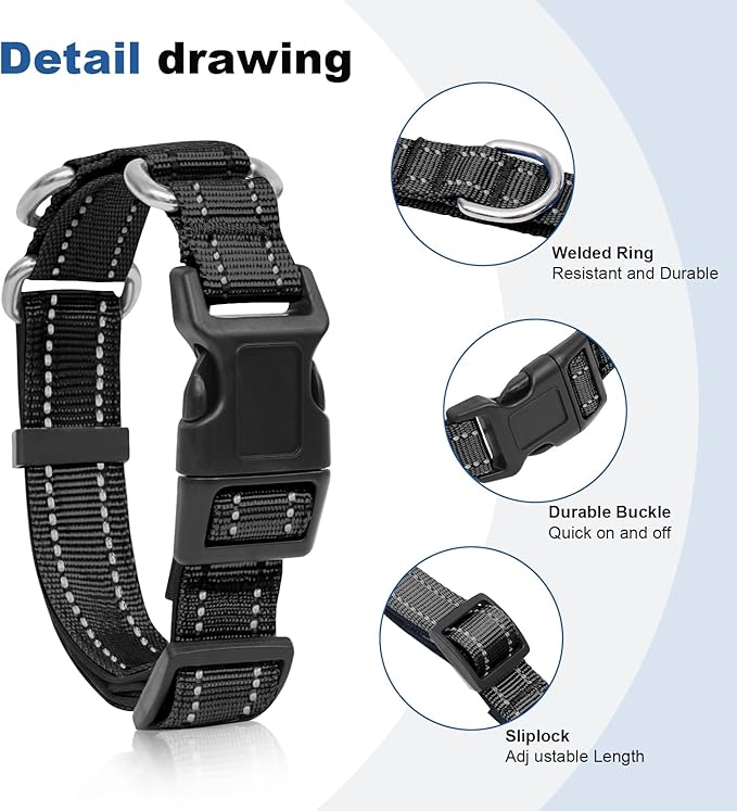 Reflective Martingale Dog Collars. Dog Collar with Quick