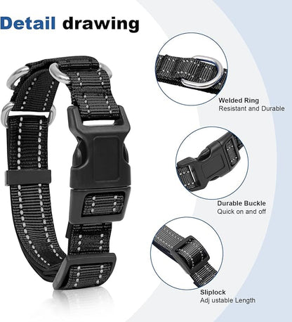 Reflective Martingale Dog Collars. Dog Collar with Quick