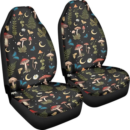 Mushroom Daisy Print Car Seat Covers Front Seats Only Set for Women Men