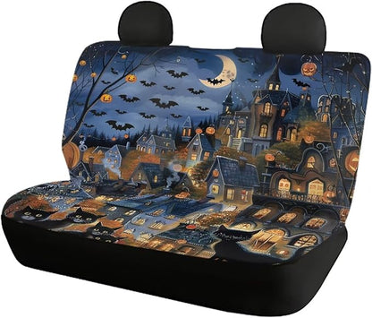 Halloween Moon Castle Cat Universal Car Seat Covers 4pcs Car