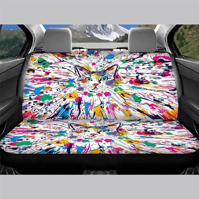 Multi-colored Cat Car Rear Seat Covers