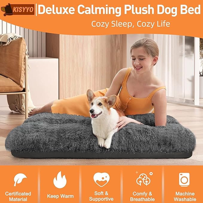 KISYYO Dog Beds for Small Dogs Fixable Deluxe Cozy Dog Kennel Beds for Crates Washable Dog Bed 24 x 18 x 3 Inches,