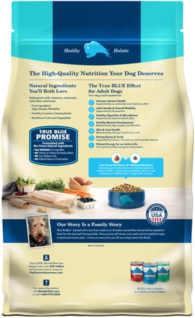 Blue Buffalo Life Protection Formula Adult Dry Dog Food, Helps Build and Maintain Strong Muscles, Made with Natural Ingredients, Fish & Brown Rice Recipe, 34-lb. Bag