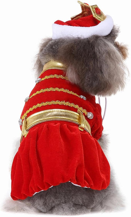 Yoption King Dog Cat Costumes with Crown Hat, Pet Halloween Christmas Velvet Funny Cosplay Costume Hoodie Outfits Clothes (XL)