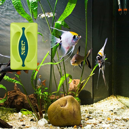 KEDSUM Magnetic Aquarium Fish Tank Cleaner, Fish Tank Glass Cleaner, Floating Clean Brush with Handle Design