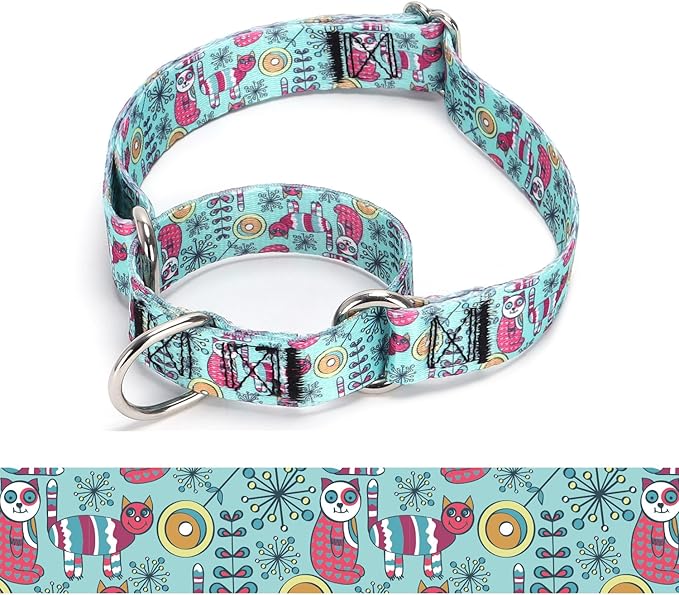 Martingale Dog Collars - Flower Multicolor Cute Patterns, Adjustable Nylon Training Dog Collar Suitable for Boy and Girl Dogs Medium Large Dogs (15, M)