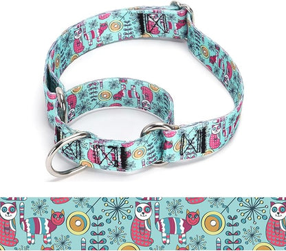 Martingale Dog Collars - Flower Multicolor Cute Patterns, Adjustable Nylon Training Dog Collar Suitable for Boy and Girl Dogs Medium Large Dogs (15, M)