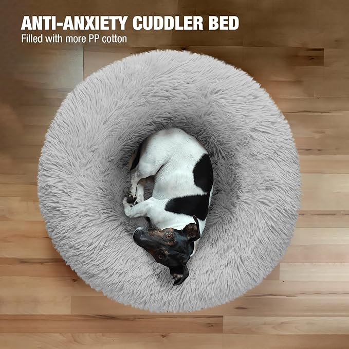 Veehoo Calming Dog Bed for Large Medium Dog 100 lbs 36", Light