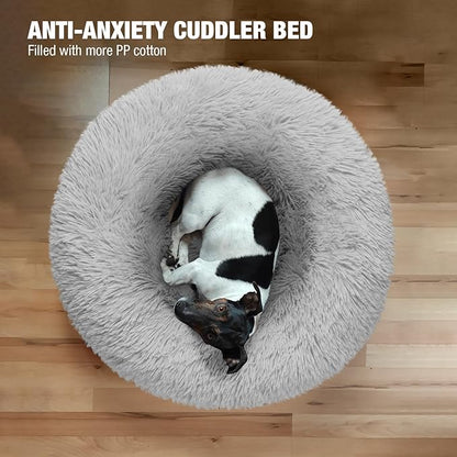 Veehoo Calming Dog Bed for Large Medium Dogs 45 lbs 30", Light