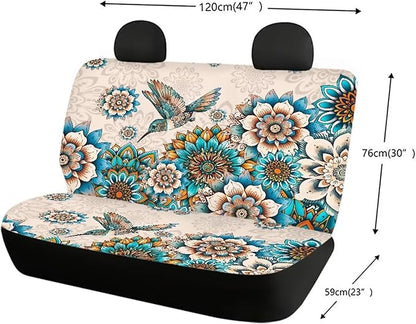 AFPANQZ Boho Floral Pattern Car Rear Seat Cover