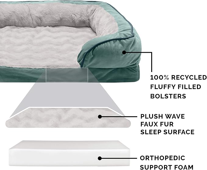 Furhaven Orthopedic Dog Bed for Large Dogs w/ Removable Bolsters & Washable Cover 125 lbs