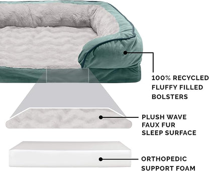Furhaven Orthopedic Dog Bed for Large Dogs w/ Removable Bolsters & Washable Cover 125 lbs