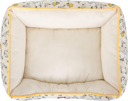 Snoopy & Woodstock Cuddler Dog Bed in Beige 24" x 19" x 8"