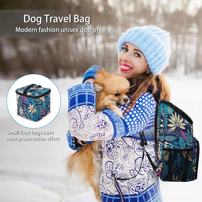 BAGLHER丨Dog Travel Bag, Airline Approved Pet Supplies Backpack, Dog Travel Backpack with 2 Silicone Collapsible Bowls and 2 Food Baskets