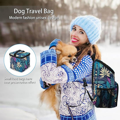 BAGLHER丨Dog Travel Bag, Airline Approved Pet Supplies Backpack, Dog Travel Backpack with 2 Silicone Collapsible Bowls and 2 Food Baskets