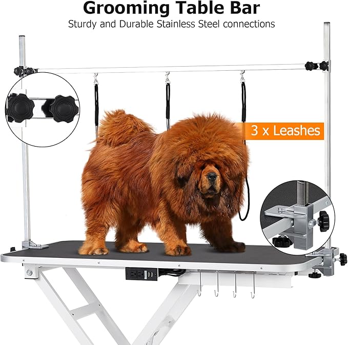 GAOMON Electric Dog Grooming Table (9.4"-39.4") Heavy 47"/White