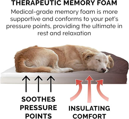 Furhaven Memory Foam Dog Bed for Medium/Small Dogs w/ Removable Bolsters & Washable Cover 35 lbs